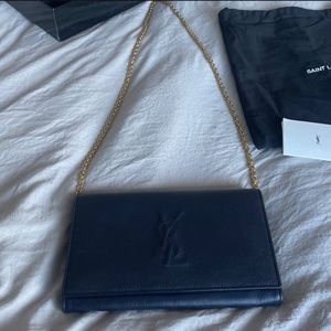 Saint Laurent Navy Leather Clutch